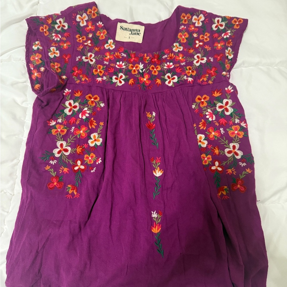 Savanna Jane Purple Floral Embroidered Blouse
